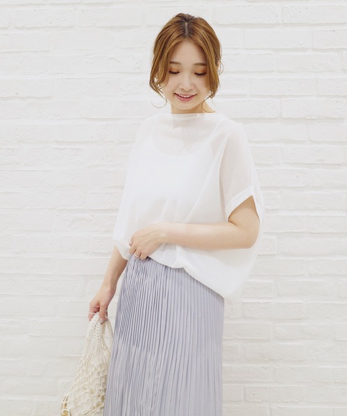 DouDou（ドゥドゥ）の「キャミセットシアーニットプルオーバー（ニット/セーター・レディース・ピンク/オフホワイト・FREE）」の12枚目の写真