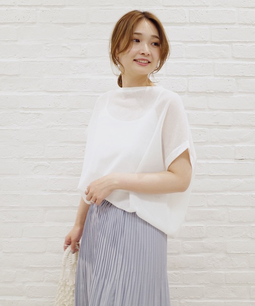 DouDou（ドゥドゥ）の「キャミセットシアーニットプルオーバー（ニット/セーター・レディース・ピンク/オフホワイト・FREE）」の17枚目の写真