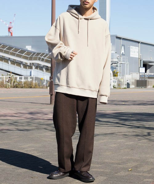 PairPair（ペアペア）の「配色ステッチBIGパーカー(ユニセックス)（パーカー・メンズ・ブルー/モカ/スミクロ/ライトベージュ/ダークオレンジ・FREE）」の18枚目の写真