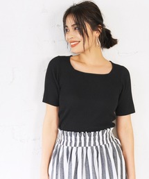 coca（coca） | 【前後2WAY】シャリ感スクエアネック5部袖リブニット(ニット/セーター)