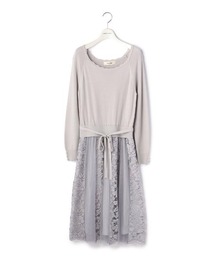 LAISSE PASSEレッセパッセ ニットワンピース レース異素材 ドッキング LAISSE PASSEレッセパッセ ニットワンピース レース異素材
