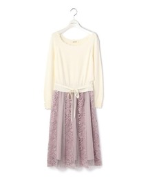 LAISSE PASSEレッセパッセ ニットワンピース レース異素材 ドッキング LAISSE PASSEレッセパッセ ニットワンピース レース異素材