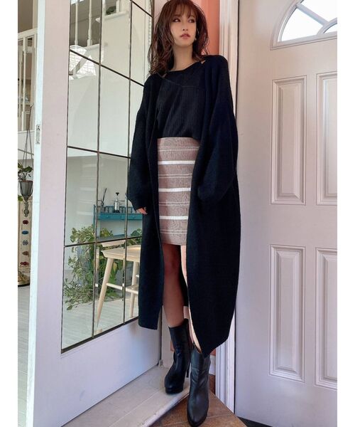 RESEXXY（リゼクシー）の「ロングニットカーディガン【セットアップ着用可能】（カーディガン/ボレロ・レディース・ブラック/ベージュ/オフホワイト・FREE）」の5枚目の写真