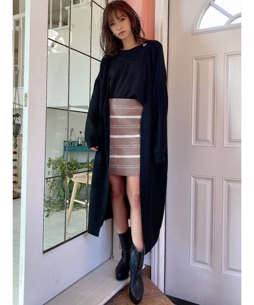 RESEXXY（リゼクシー）の「ロングニットカーディガン【セットアップ着用可能】（カーディガン/ボレロ・レディース・ブラック/ベージュ/オフホワイト・FREE）」の6枚目の写真