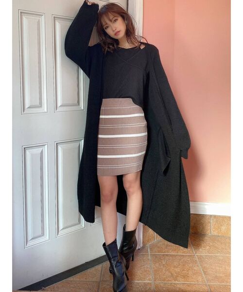 RESEXXY（リゼクシー）の「ロングニットカーディガン【セットアップ着用可能】（カーディガン/ボレロ・レディース・ブラック/ベージュ/オフホワイト・FREE）」の10枚目の写真