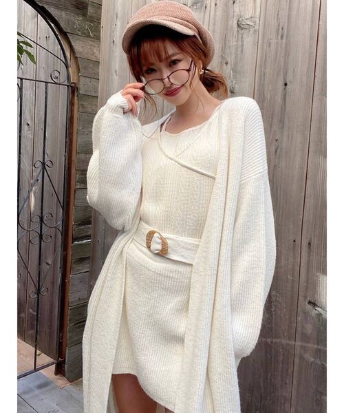 RESEXXY（リゼクシー）の「ロングニットカーディガン【セットアップ着用可能】（カーディガン/ボレロ・レディース・ブラック/ベージュ/オフホワイト・FREE）」の15枚目の写真