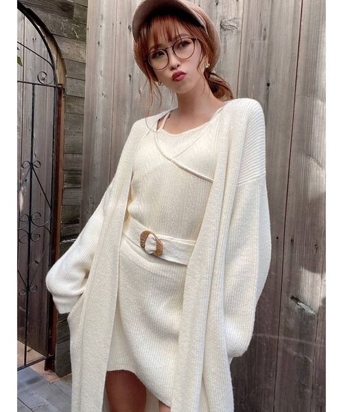 RESEXXY（リゼクシー）の「ロングニットカーディガン【セットアップ着用可能】（カーディガン/ボレロ・レディース・ブラック/ベージュ/オフホワイト・FREE）」の7枚目の写真