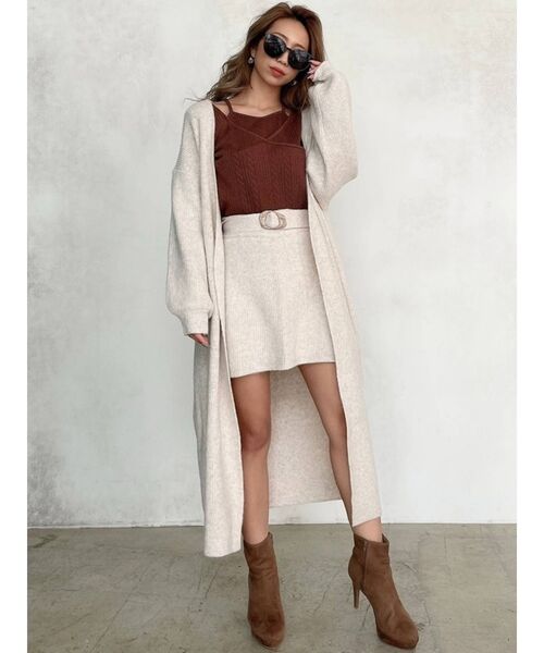 RESEXXY（リゼクシー）の「ロングニットカーディガン【セットアップ着用可能】（カーディガン/ボレロ・レディース・ブラック/ベージュ/オフホワイト・FREE）」の9枚目の写真