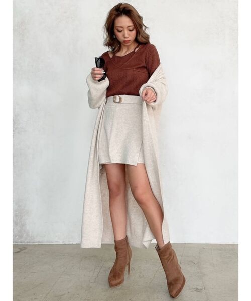 RESEXXY（リゼクシー）の「ロングニットカーディガン【セットアップ着用可能】（カーディガン/ボレロ・レディース・ブラック/ベージュ/オフホワイト・FREE）」の16枚目の写真