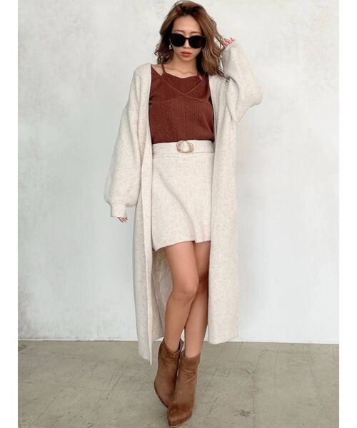 RESEXXY（リゼクシー）の「ロングニットカーディガン【セットアップ着用可能】（カーディガン/ボレロ・レディース・ブラック/ベージュ/オフホワイト・FREE）」の18枚目の写真