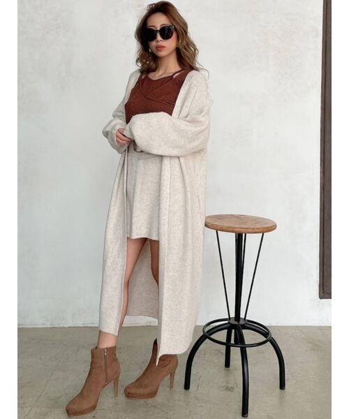 RESEXXY（リゼクシー）の「ロングニットカーディガン【セットアップ着用可能】（カーディガン/ボレロ・レディース・ブラック/ベージュ/オフホワイト・FREE）」の19枚目の写真