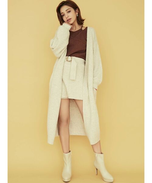 RESEXXY（リゼクシー）の「ロングニットカーディガン【セットアップ着用可能】（カーディガン/ボレロ・レディース・ブラック/ベージュ/オフホワイト・FREE）」の20枚目の写真