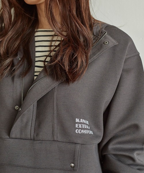 KANGOL EXTRA COMFORT（カンゴールエクストラコンフォート）の「アノラックパーカー（パーカー・レディース・ブラック/チャコールグレー/モカ/オレンジ・M/LL/L）」の20枚目の写真