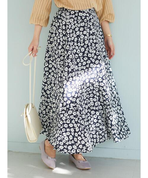 Green　Parks（グリーンパークス）の「<裾ゴム付>花柄マーメイドスカート＊（スカート・レディース・ライム/その他12/ダークネイビー・FREE）」の5枚目の写真