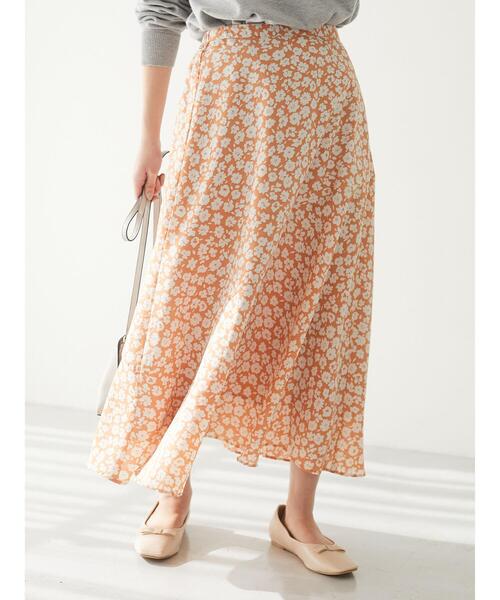 Green　Parks（グリーンパークス）の「<裾ゴム付>花柄マーメイドスカート＊（スカート・レディース・ライム/その他12/ダークネイビー・FREE）」の6枚目の写真