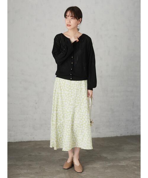 Green　Parks（グリーンパークス）の「<裾ゴム付>花柄マーメイドスカート＊（スカート・レディース・ライム/その他12/ダークネイビー・FREE）」の7枚目の写真