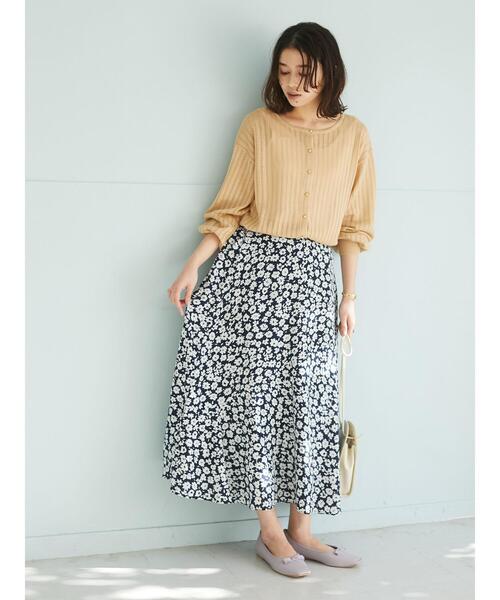 Green　Parks（グリーンパークス）の「<裾ゴム付>花柄マーメイドスカート＊（スカート・レディース・ライム/その他12/ダークネイビー・FREE）」の14枚目の写真