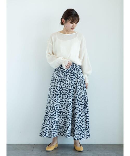 Green　Parks（グリーンパークス）の「<裾ゴム付>花柄マーメイドスカート＊（スカート・レディース・ライム/その他12/ダークネイビー・FREE）」の19枚目の写真