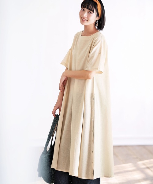 21夏新着 綿100 サイドボタンフレアーワンピース ワンピース Geera ジーラ のファッション通販 Zozotown