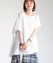 coen | UVカット機能付きアシンメトリービッグTシャツ(Tシャツ/カットソー)