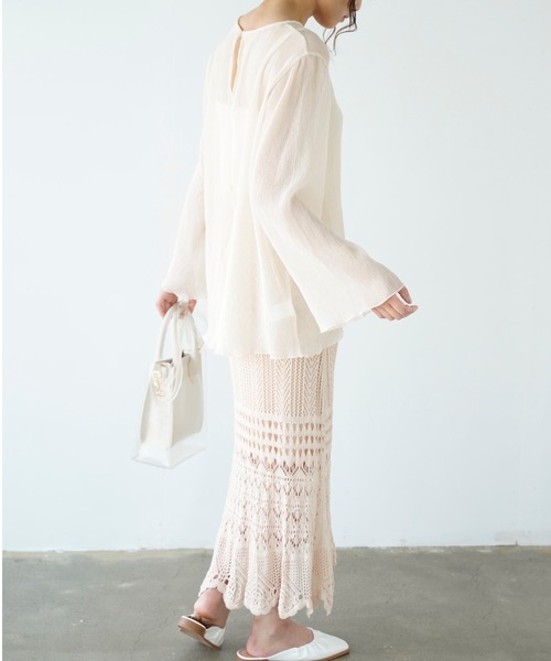 Chiaro（キアロ）の「透かし編みマーメイドスカート（スカート・レディース・ブラック/ベージュ/モカ・FREE）」の8枚目の写真