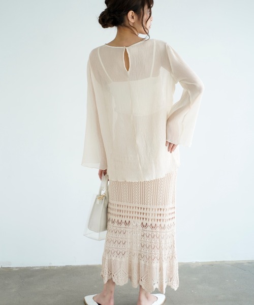 Chiaro（キアロ）の「透かし編みマーメイドスカート（スカート・レディース・ブラック/ベージュ/モカ・FREE）」の9枚目の写真