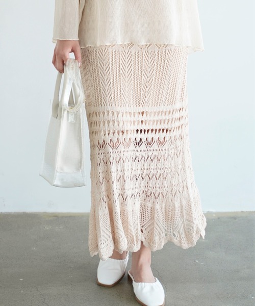 Chiaro（キアロ）の「透かし編みマーメイドスカート（スカート・レディース・ブラック/ベージュ/モカ・FREE）」の19枚目の写真