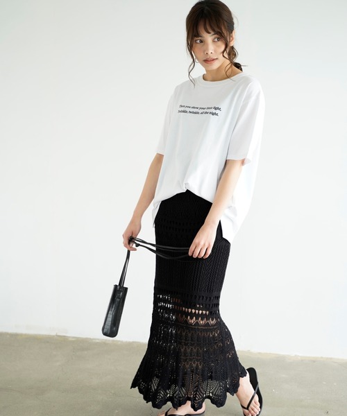 Chiaro（キアロ）の「透かし編みマーメイドスカート（スカート・レディース・ブラック/ベージュ/モカ・FREE）」の21枚目の写真