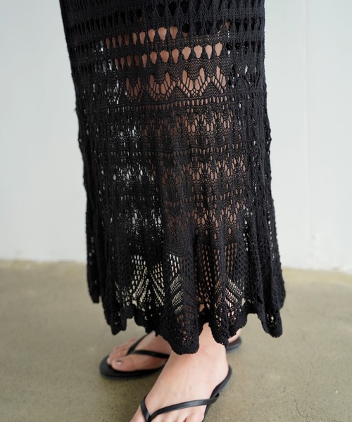 Chiaro（キアロ）の「透かし編みマーメイドスカート（スカート・レディース・ブラック/ベージュ/モカ・FREE）」の4枚目の写真