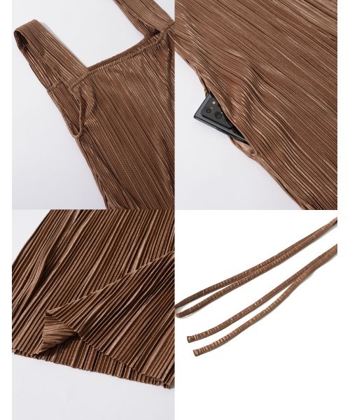Re:EDIT（リエディ）の「グロッシープリーツリラックスサロペット（サロペット/オーバーオール・レディース・ブラック/ブラウン/グレイッシュベージュ・MEDIUM/LARGE/SHORT）」の15枚目の写真