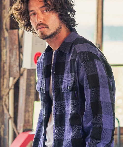 MARBLES（マーブルズ）の「ms4686-BUFFALO CHECK SHIRT シャツ（シャツ/ブラウス・メンズ・パープル/オレンジ・L/S/M/XL）」の2枚目の写真