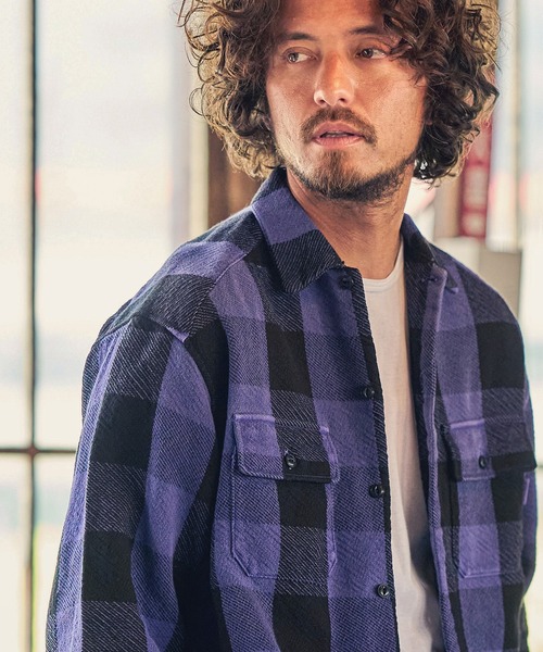 MARBLES（マーブルズ）の「ms4686-BUFFALO CHECK SHIRT シャツ（シャツ/ブラウス・メンズ・パープル/オレンジ・L/S/M/XL）」の18枚目の写真