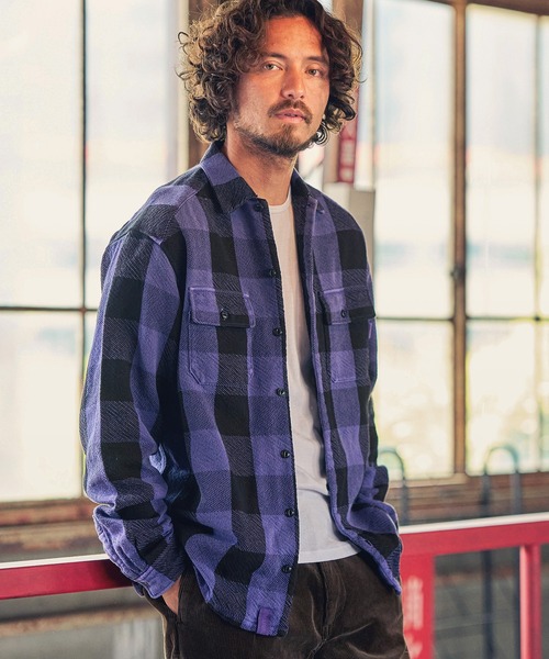 MARBLES（マーブルズ）の「ms4686-BUFFALO CHECK SHIRT シャツ（シャツ/ブラウス・メンズ・パープル/オレンジ・L/S/M/XL）」の19枚目の写真