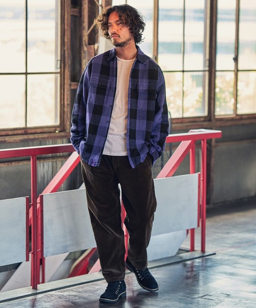 MARBLES（マーブルズ）の「ms4686-BUFFALO CHECK SHIRT シャツ（シャツ/ブラウス・メンズ・パープル/オレンジ・L/S/M/XL）」の3枚目の写真