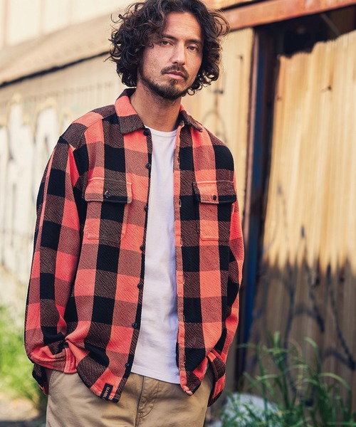 MARBLES（マーブルズ）の「ms4686-BUFFALO CHECK SHIRT シャツ（シャツ/ブラウス・メンズ・パープル/オレンジ・L/S/M/XL）」の5枚目の写真