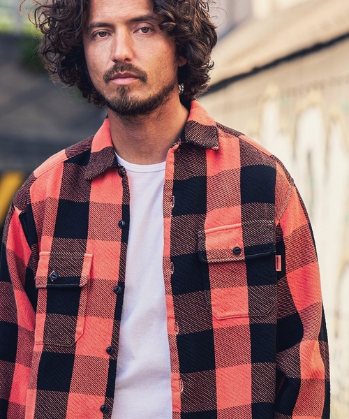 MARBLES（マーブルズ）の「ms4686-BUFFALO CHECK SHIRT シャツ（シャツ/ブラウス・メンズ・パープル/オレンジ・L/S/M/XL）」の6枚目の写真