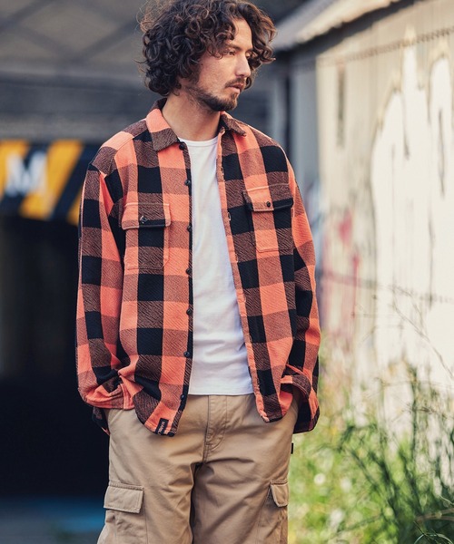 MARBLES（マーブルズ）の「ms4686-BUFFALO CHECK SHIRT シャツ（シャツ/ブラウス・メンズ・パープル/オレンジ・L/S/M/XL）」の7枚目の写真