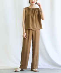 select MOCA | 2021 SS スムースサテン2wayノースリーブトップス＆リラックスパンツセットアップ(セットアップ)