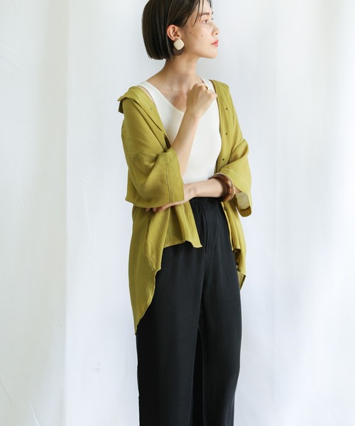 select MOCA（セレクトモカ）の「2021 SS スムースサテン2wayノースリーブトップス＆リラックスパンツセットアップ（セットアップ・レディース・ブラック/ベージュ・FREE）」の11枚目の写真