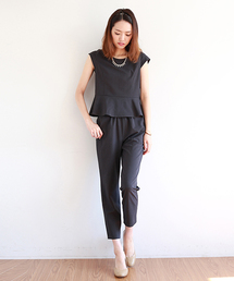 BEAMS LIGHTS Women's | BEAMS LIGHTS / ペプラムキャップスリーブ パンツ セット オールインワン(つなぎ/オールインワン)