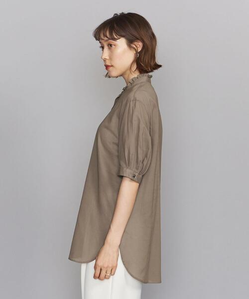 BEAUTY&YOUTH UNITED ARROWS（ビューティーアンドユースユナイテッドアローズ）の「BY コットンシフォンスタンドフリル 5分袖ブラウス（シャツ/ブラウス・レディース・ホワイト/ブラック/オリーブ・FREE）」の6枚目の写真