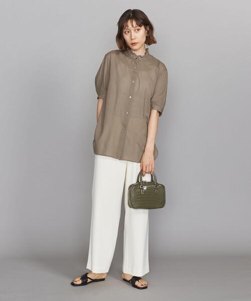 BEAUTY&YOUTH UNITED ARROWS（ビューティーアンドユースユナイテッドアローズ）の「BY コットンシフォンスタンドフリル 5分袖ブラウス（シャツ/ブラウス・レディース・ホワイト/ブラック/オリーブ・FREE）」の11枚目の写真