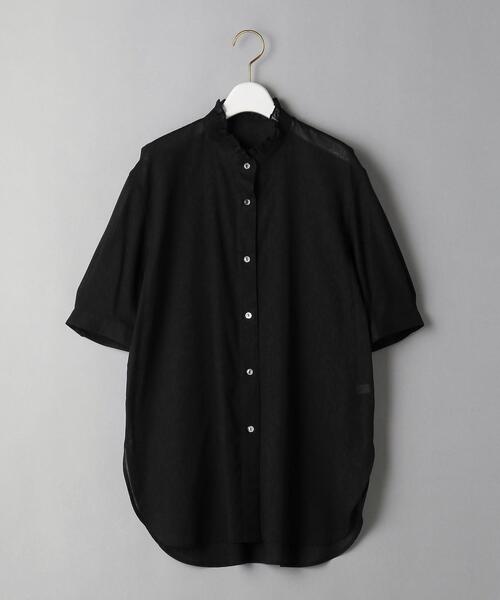 BEAUTY&YOUTH UNITED ARROWS（ビューティーアンドユースユナイテッドアローズ）の「BY コットンシフォンスタンドフリル 5分袖ブラウス（シャツ/ブラウス・レディース・ホワイト/ブラック/オリーブ・FREE）」の22枚目の写真