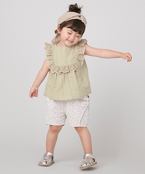 petit main（プティマイン）の「サイドリボンハーフパンツ（その他パンツ・キッズ・マスタード/モカ/ライトベージュ・80ｃｍ/90cm/110cm/100cm/120cm/130cm）」の2枚目の写真