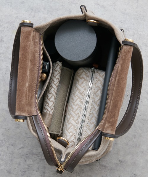 IACUCCI（イアクッチ）の「ソルベット S CANVAS/SUEDE（トートバッグ・レディース・グレー/ダークブラウン/グレイッシュベージュ・FREE）」の13枚目の写真