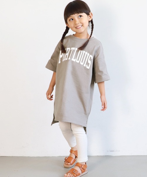 coca(coca)(コカ)の「キッズ 親子お揃いヘビーウェイトカレッジロゴチュニック(チュニック・キッズ・ホワイト/ブラック/ネイビー/グレー系その他・100/110/120/130)」の3枚目の写真