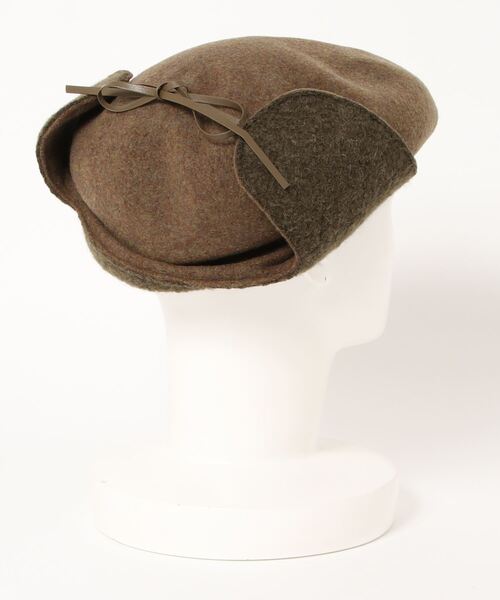 OVERRIDE（オーバーライド）の「OVERRIDE MILLED HUNTING EARLAP（ハンチング/ベレー帽・レディース・オリーブ/ブラック・M/57.5cm）」の3枚目の写真