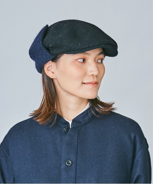 OVERRIDE（オーバーライド）の「OVERRIDE MILLED HUNTING EARLAP（ハンチング/ベレー帽・レディース・オリーブ/ブラック・M/57.5cm）」の4枚目の写真