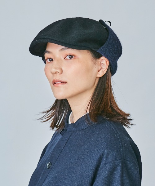 OVERRIDE（オーバーライド）の「OVERRIDE MILLED HUNTING EARLAP（ハンチング/ベレー帽・レディース・オリーブ/ブラック・M/57.5cm）」の5枚目の写真