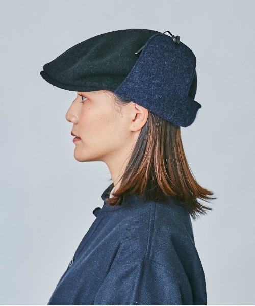 OVERRIDE（オーバーライド）の「OVERRIDE MILLED HUNTING EARLAP（ハンチング/ベレー帽・レディース・オリーブ/ブラック・M/57.5cm）」の6枚目の写真